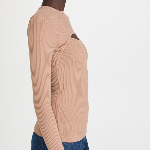 AGOLDE LYZA RIBBED COTTON CUT - OUT TOP size Small - Picture 4 of 12